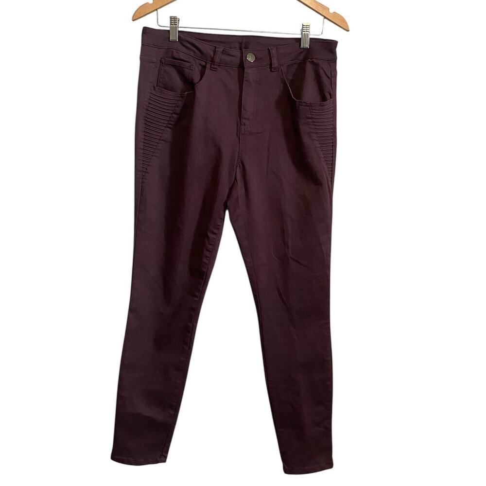 Calvin Klein Skinny Plum Purple Moto Style Pant Size 12 NWT Grunge Office Wear